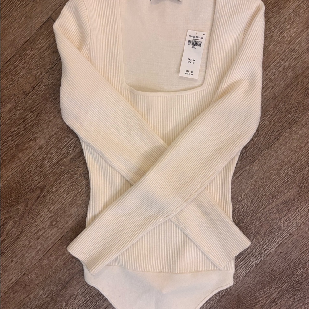 Abercrombie & Fitch Cream Ribbed Bodysuit